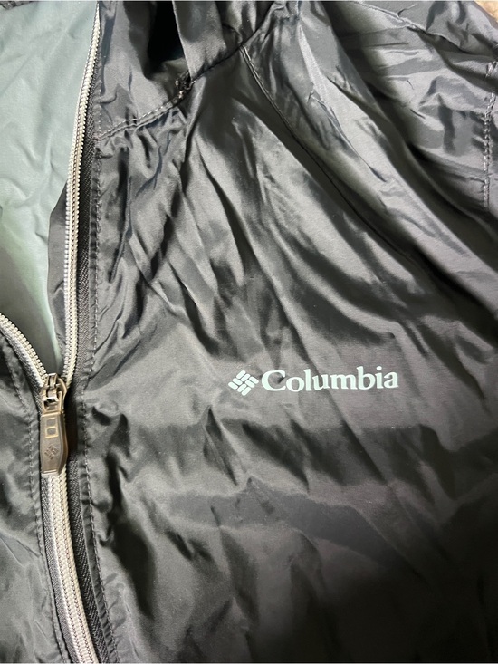 Columbia Jackets & Blazers - Columbia Black Jacket (raincoat) with White Logo and Blue Tag Stripe